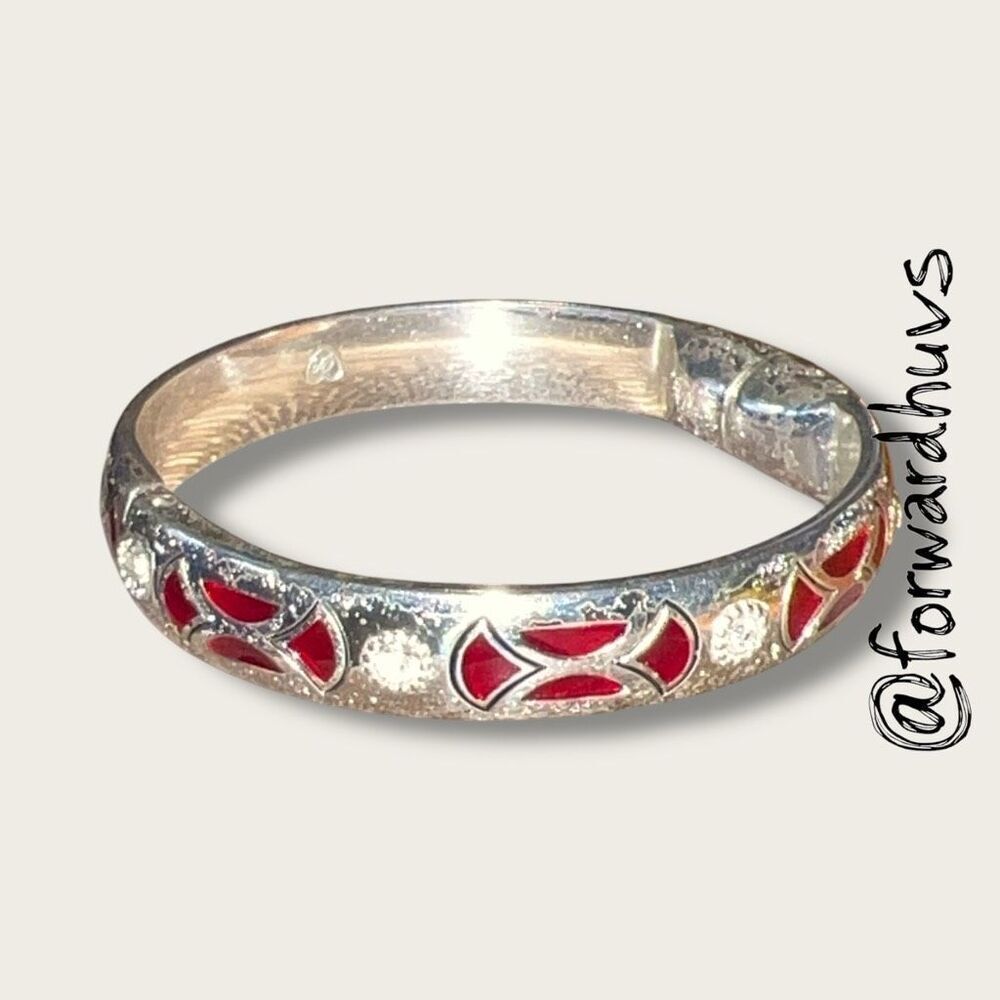Brighton Magnetic Clasp Bracelet – Red Enamel & Crystal – 7” Round